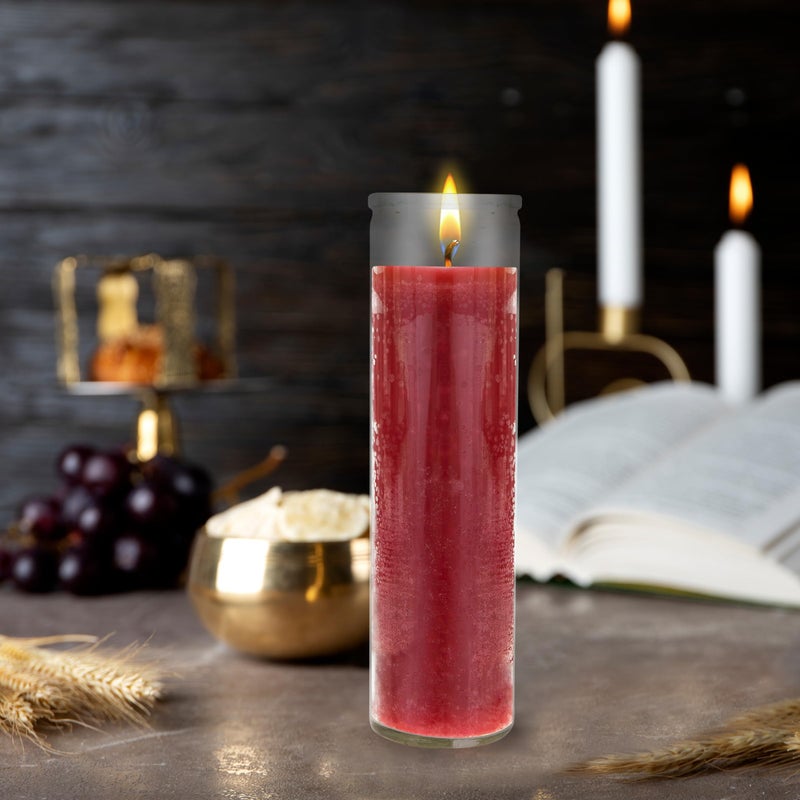Mega Candles 6 pcs Unscented Red 7 Day Glass Container Devotional Prayer Candles, Premium Wax Candle 2 Inch x 8 Inch, Sanctuary, Vigils, Prayers, Blessings, Religious, Memorials, Remembrance - Image 4
